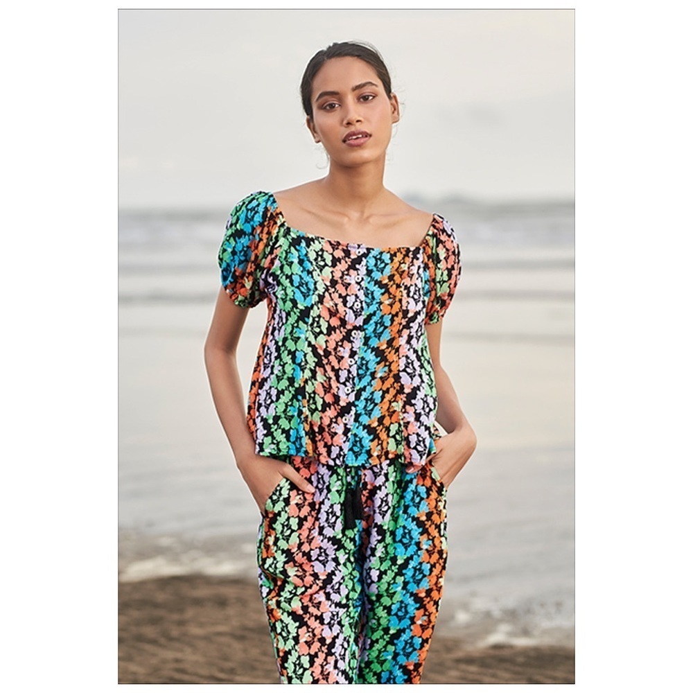 Verandah SET Bougainville Black Beach Top & Pants Large NWT